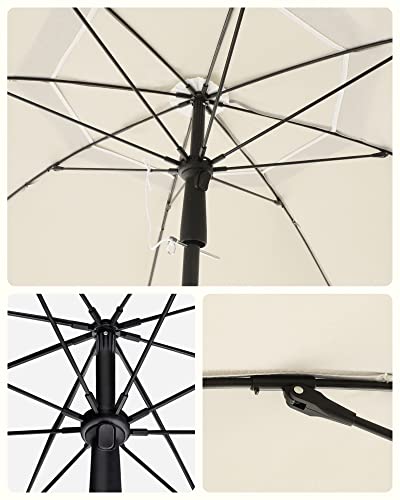 SONGMICS 1,6 m Napernyő, Strand Napernyő, UPF 50+, Napvédelem, Hordozható Nyolcszögű Poliészter Vászon, Üvegszálas Bordák, Döntő Mechanizmus, Hordtáska, Strandhoz, Kertekhez, Erkélyhez, Medencehöz, Bézs