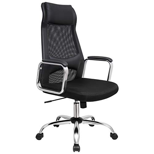 SONGMICS irodai szék Hálós asztali szék Ergonomikus számítógépes szék légáteresztő háttámlával, fej- és deréktámlával állítható magasság 140 kg-ig Fekete