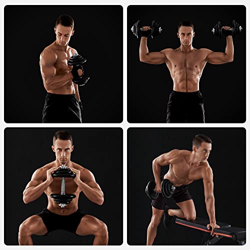 SONGMICS szett 2 db öntöttvas súlyzó, 2 x 20 kg-os súlytányérok, Férfi, Női edzéshez állítható, Acél markolat, Fitness edzés, Súlyemelés, Otthoni edzés, Fekete
