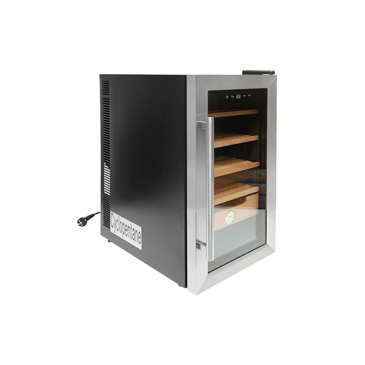 Szivar humidor 4 fából készült polccal és állítható termosztáttal 50L, 65W 220V