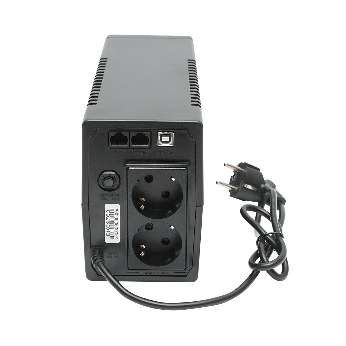 UPS 600VA/360W 7Ah akkumulátorral és 2 shuko aljzattal, LCD, USB, AVR Breckner Germany