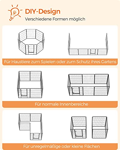 FEANDREA 8-Paneles Háziállat Játszótér, Erős Kutya kerítés, zárórács, 77 x 100 cm, Fekete