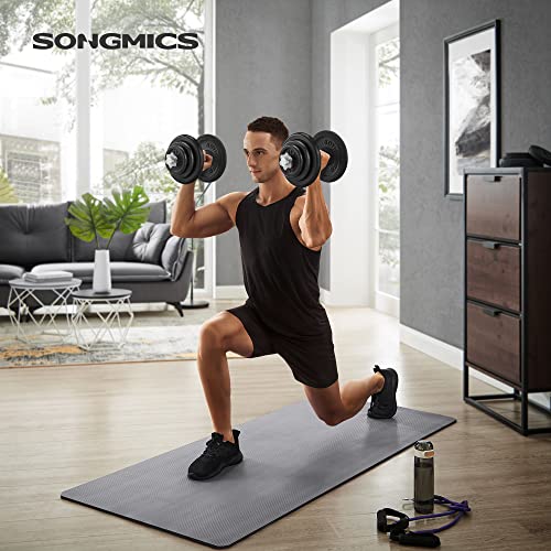 SONGMICS szett 2 db öntöttvas súlyzó, 2 x 20 kg-os súlytányérok, Férfi, Női edzéshez állítható, Acél markolat, Fitness edzés, Súlyemelés, Otthoni edzés, Fekete