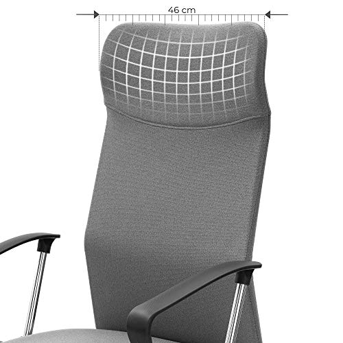 SONGMICS  Irodai szék Ergonomikus forgószék párnázott ülés szövet huzata állítható magasságú és dönthető 120 kg-ig teherbírás szürke