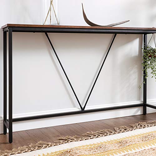 VASAGLE Konzolasztal stabil acél vázzal a Nappaliba, Hálószobába, Bejárati részbe Ipari stílusban Vintage Barna és Fekete színben, Műfa ötvözet, 120 x 23 x 74 cm (H x Sz x M)