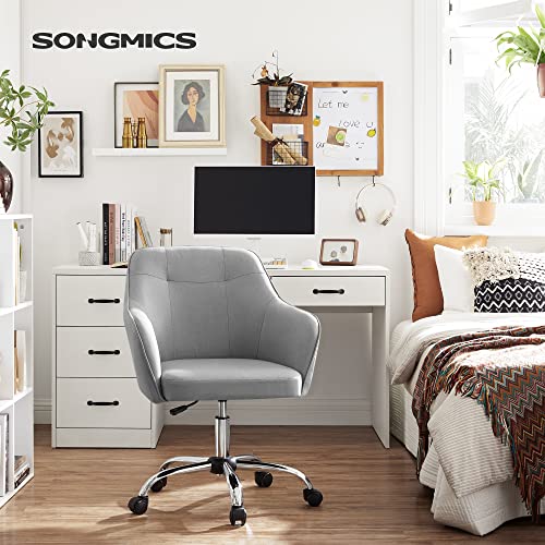 SONGMICS irodai szék, kényelmes asztali szék, állítható magasságú számítógép szék, 120 kg, acél váz, művászon, légáteresztő, otthoni iroda, irodai, világosszürke