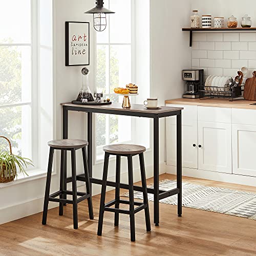 VASAGLE Téglalap alakú bárasztal, konyhasarok asztal, bárasztal étkezőhöz, acél vázzal, 100 x 40 x 90 cm, könnyű összeszerelés, ipari, szürke és fekete