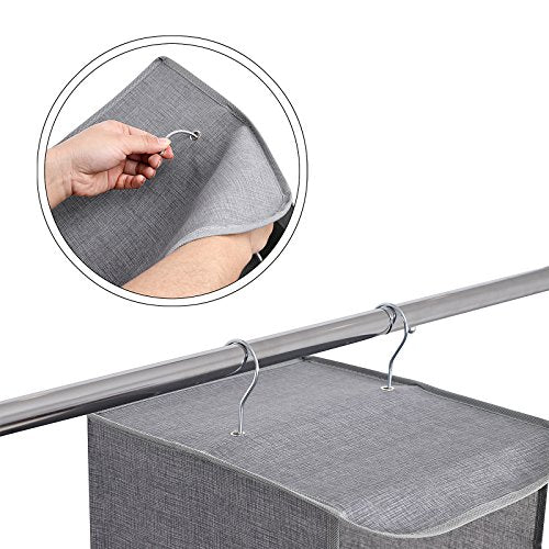 SONGMICS Falra Szerelhető Tároló 6 Polccal Ruhásszekrény Szervező + 2 Klip, Szürke 30 x 30 x 130 cm (Szé x Mé x Ma)