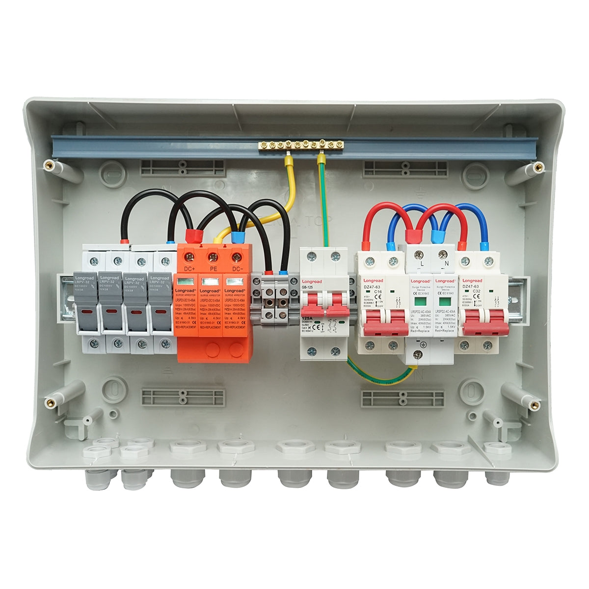 DC/AC 3KW-5 KW biztosítéktábla 125Ah akkumulátorvédelemmel ON/OFF Grid termelő-fogyasztó inverterekhez, Suntree