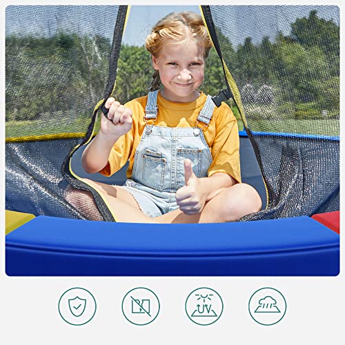 SONGMICS csere trambulin szőnyeg, normál rugós huzat 8 láb trambulinhoz, 244 cm átmérő, 30 cm széles, UV-álló, szakadásálló, élvédő, többszínű