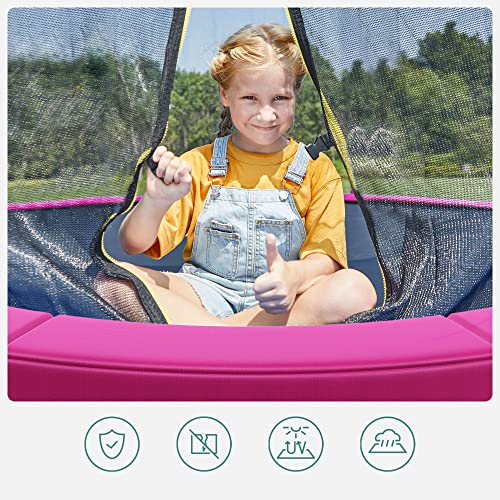 SONGMICS csere trambulin szőnyeg, szabványos rugós huzat 12 láb trambulinokhoz, 366 cm átmérőjű, 30 cm széles, UV-álló, szakadásálló, élvédő, rózsaszín
