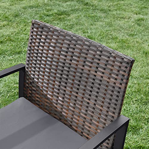 Songmics  Balkon Bútor Szett, PE Polyrattan Pihenő Szett, Asztal és 2 Szék, Kerti Bútor, Egyszerű Összeszerelés, Kültérre, Balkonra, Kertbe, Fekete/Szürke