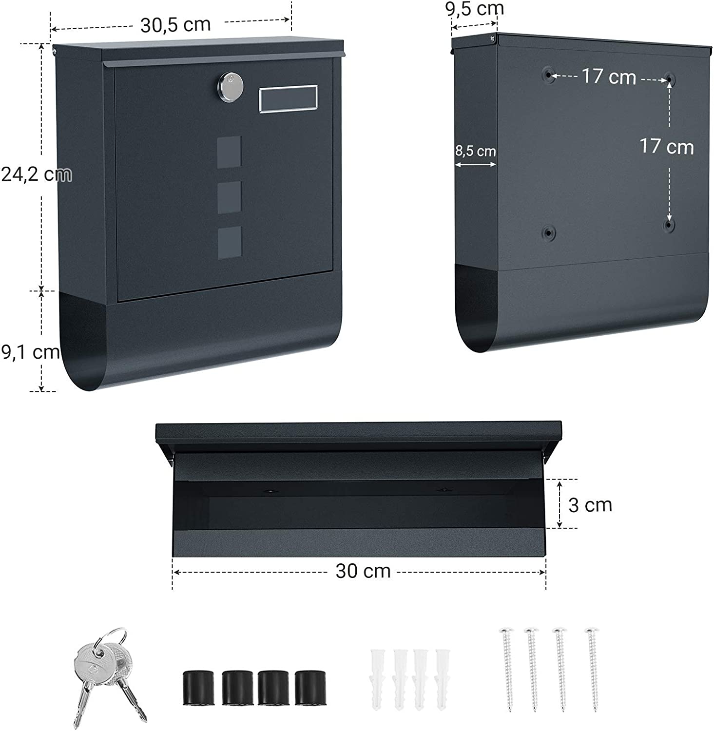 Songmics postaláda antracitszürke