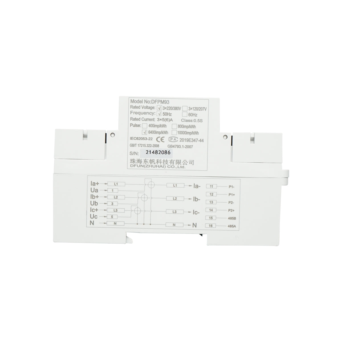 DFUN DFPM93 intelligens fogyasztásmérő készlet, háromfázisú 3x220-380V, 6400imp/Kwh, digitális biztosítékkal, Split Core 600V, 300A/5A, 50-60Hz Breckner Germany