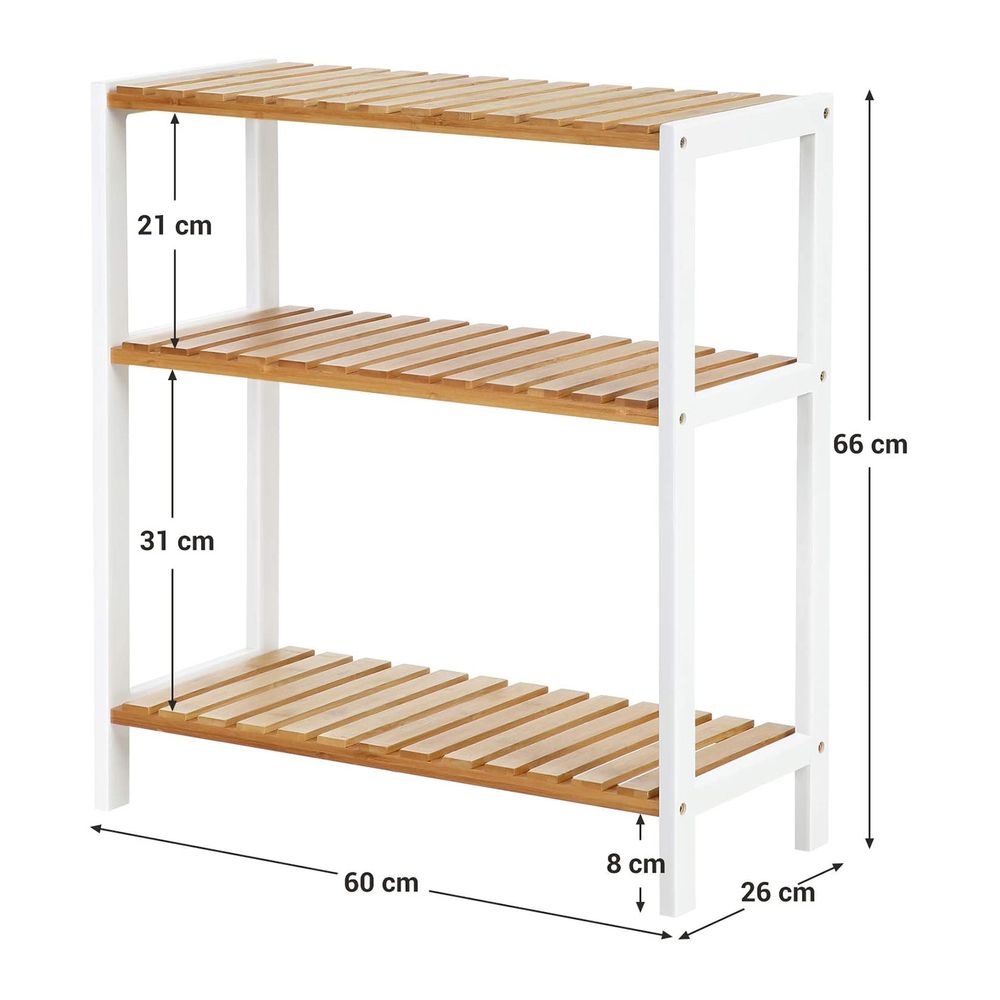 Songmics polcrendszer 3 bambusz polccal 60 x 26 x 66 cm