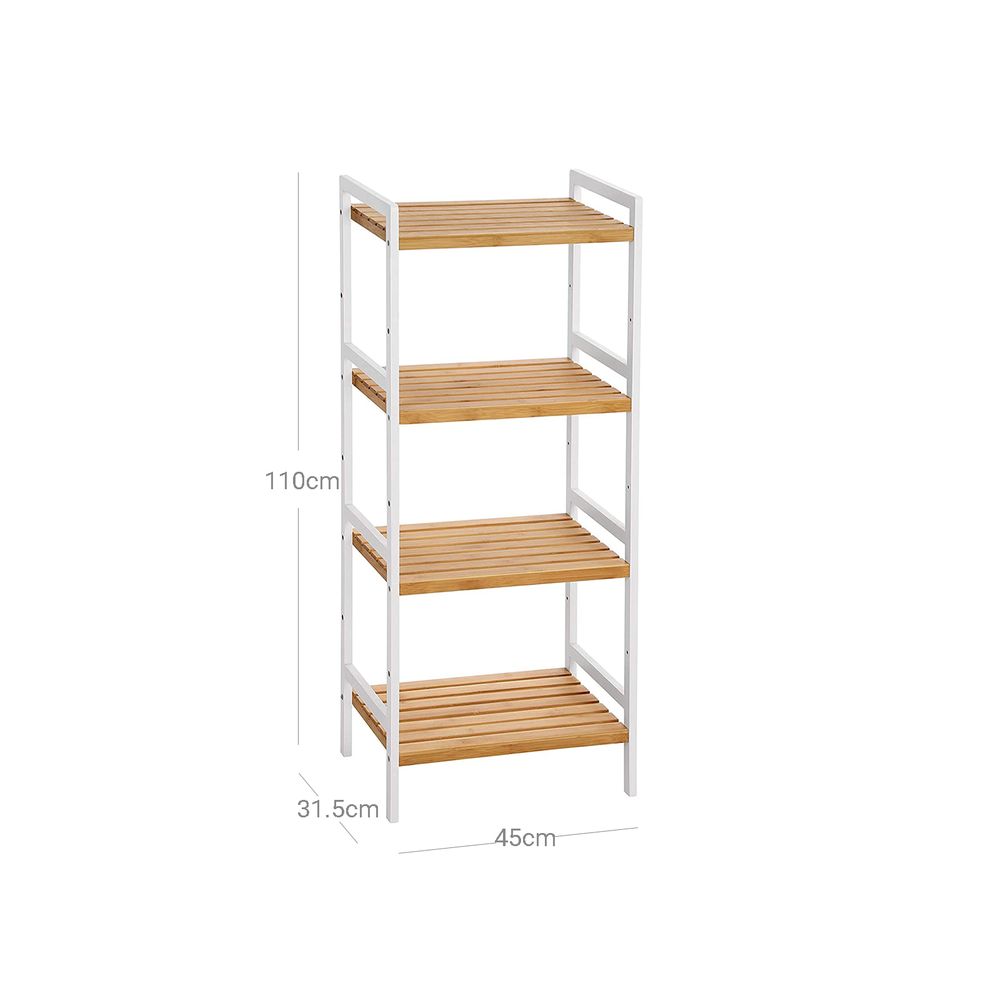 Songmics fürdőszobai polc 4 bambusz polccal 110 x 45 x 31,5 cm