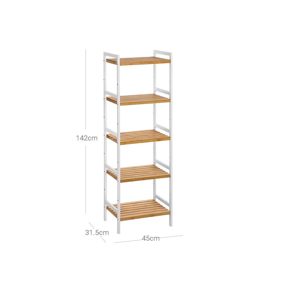 Songmics polcrendszer 5 bambusz polccal 142 x 45 x 31,5 cm