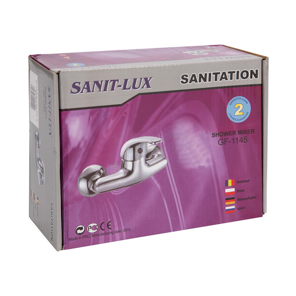 Csaptelep, csak zuhanyfejjel, falra szerelhető, DS-91005 Sanit Lux, ezüst krómozott.