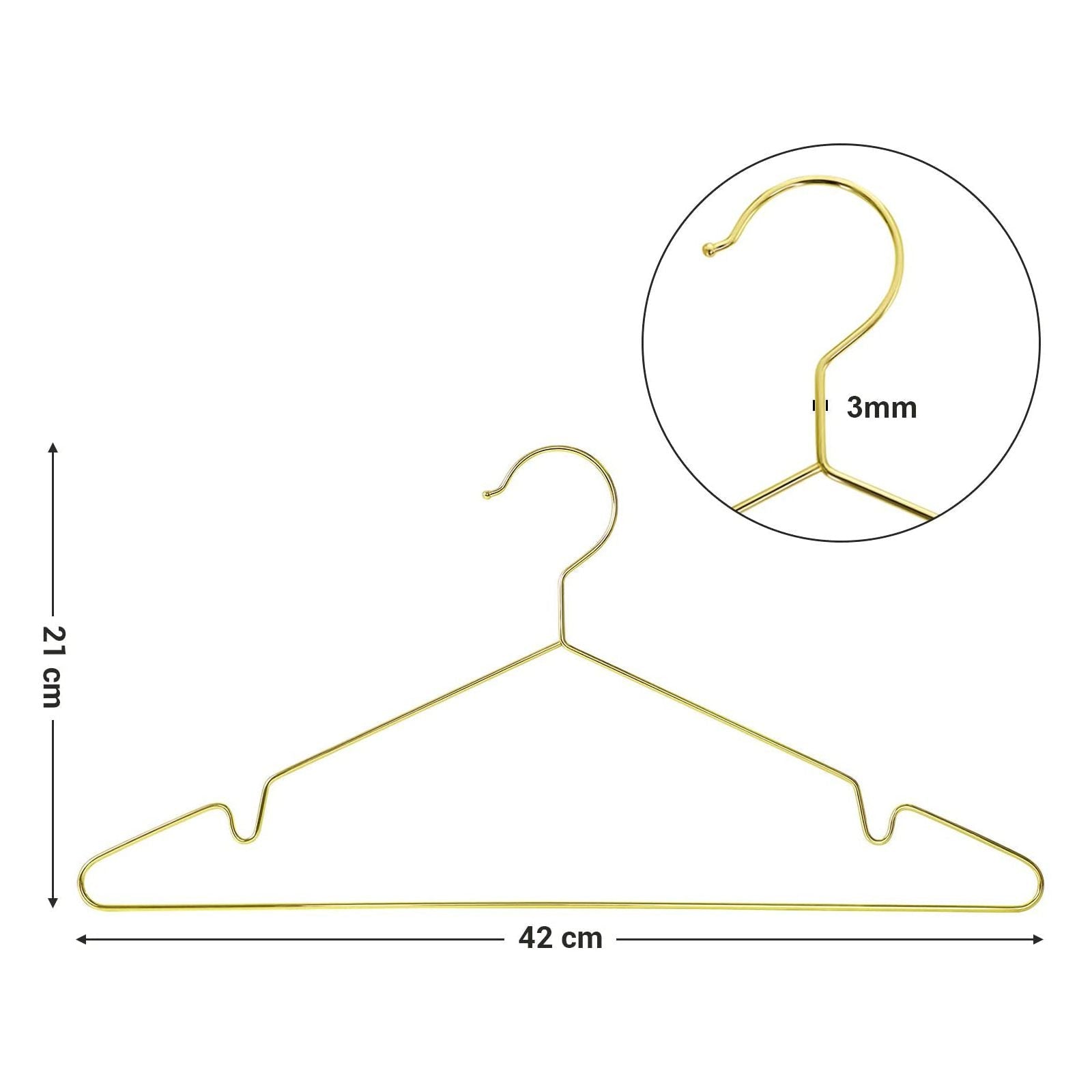 SONGMICS csomag 20 db erős fém ruhaakasztó, krómozott vállfák, rozsdaálló, helytakarékos, tartós, 42 cm, arany