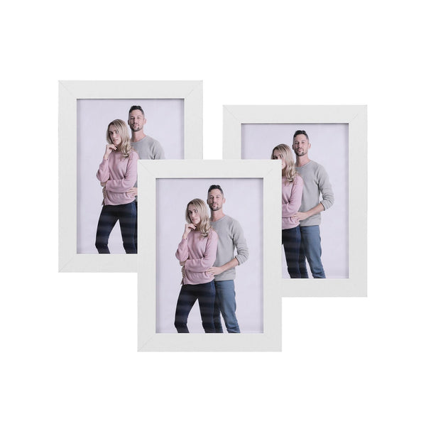 SONGMICS képkeretek 3 db kollázs fotókeret 5"x7" (13x18 cm) fényképekhez, MDF, előlap üveg fehér