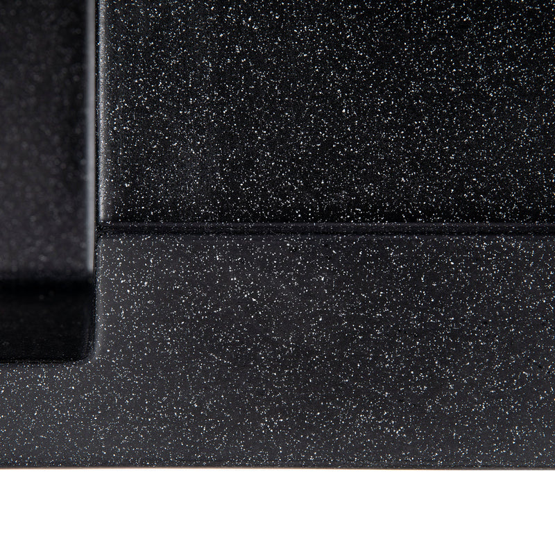 Konyhai mosogató téglalap alakú Ecostone csepegtetős, 770x495mm méretű, kompozit anyagból, fekete színű