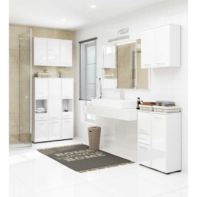 Fürdőszoba szekrény Fin függő 2 ajtóval 2 polccal 60 x 60 x 22.5 cm fehér rényes