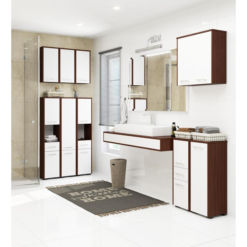 Fürdőszoba szekrény Fin 2 ajtóval 30 x 140 x 30 cm wenge fehér