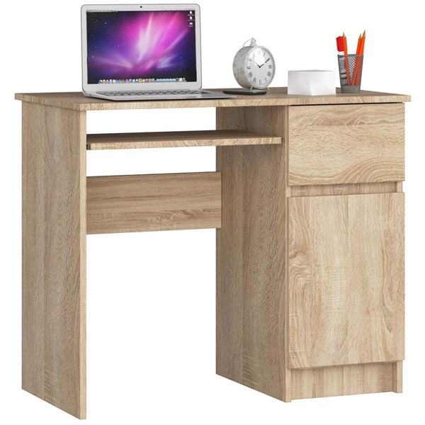 Jobb oldali számítógép íróasztal 1 ajtóval 1 fiókkal és 2 polccal 90 x 77 x 50 cm sonoma