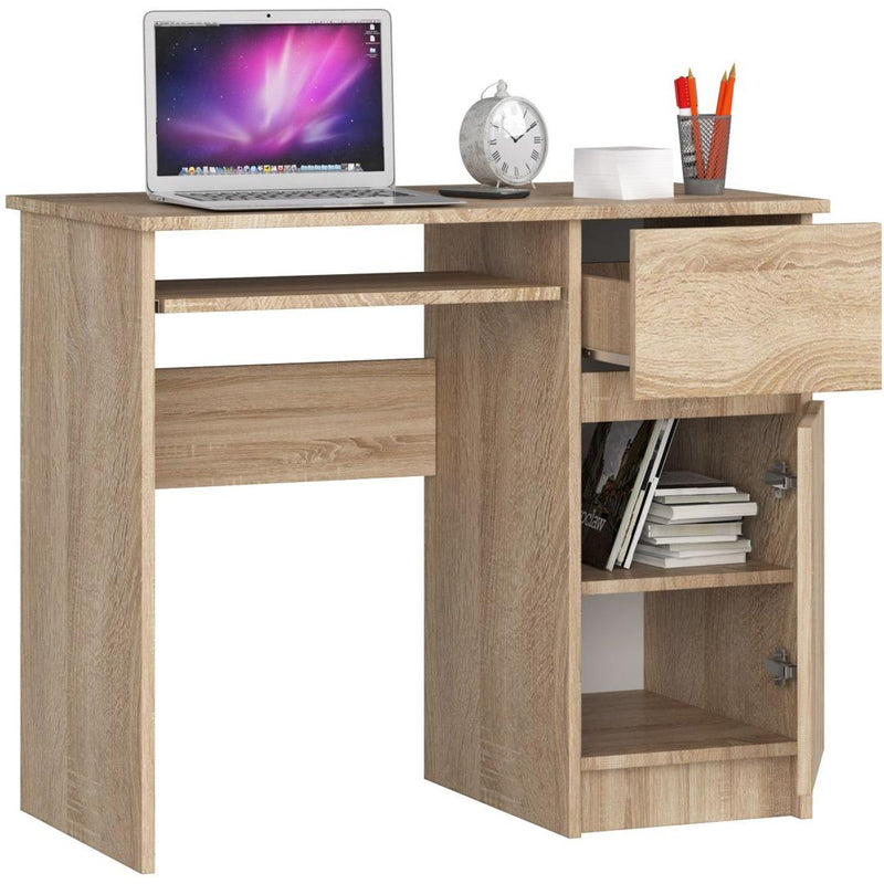 Jobb oldali számítógép íróasztal 1 ajtóval 1 fiókkal és 2 polccal 90 x 77 x 50 cm sonoma