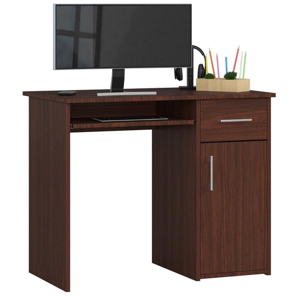 Számítógép íróasztal 1 ajtóval és 1 fiókkal 90 x 74 x 50 cm wenge