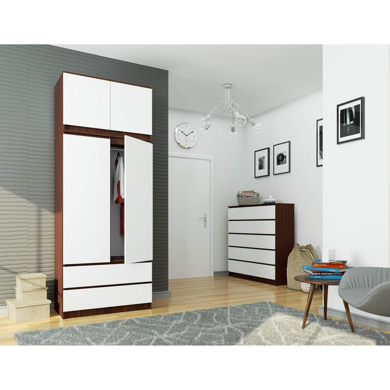 Ruhás szekrény bővítés 2 ajtóval 90 x 55 x 51 cm wenge fehér