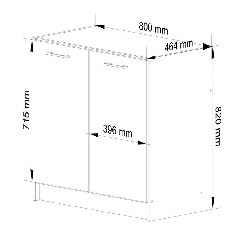 Mosogató szekrény Oliwia 2 ajtóval 80 x 82 x 46 cm fehér