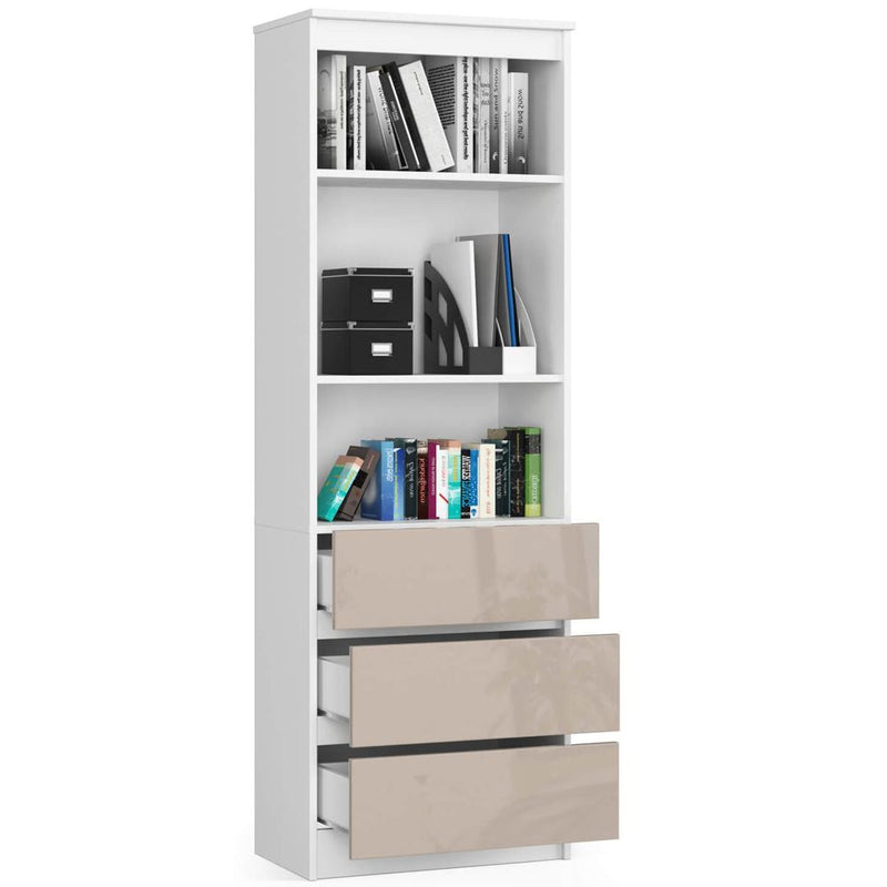 Könyves szekrény 3 fiókkal 2 polccal 60 x 180 x 35 cm fehér barna