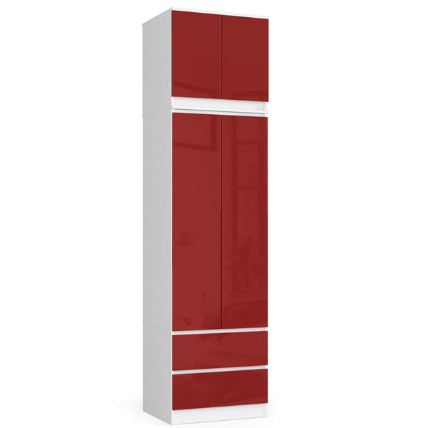 Ruhás szekrény bővítéssel Star 4 ajtóval 2 fiókkal 60 x 234 x 51 cm fehér piros