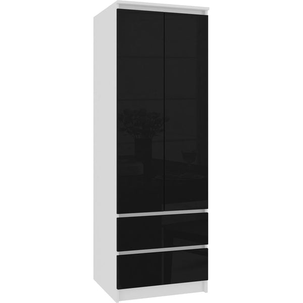 Ruhás szekrény Star 2 ajtóval 2 fiókkal 60 x 180 x 51 cm fehér fekete