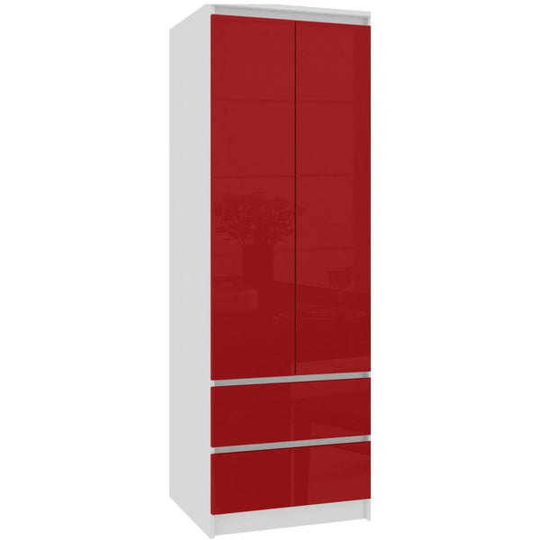 Ruhás szekrény Star 2 ajtóval 2 fiókkal 60 x 180 x 51 cm fehér piros