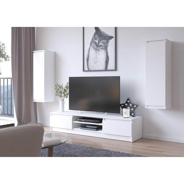 Nappali szekrény készlet 2 db fali szekrénnyel és TV komóddal 240 x 140 x 40 cm fehér