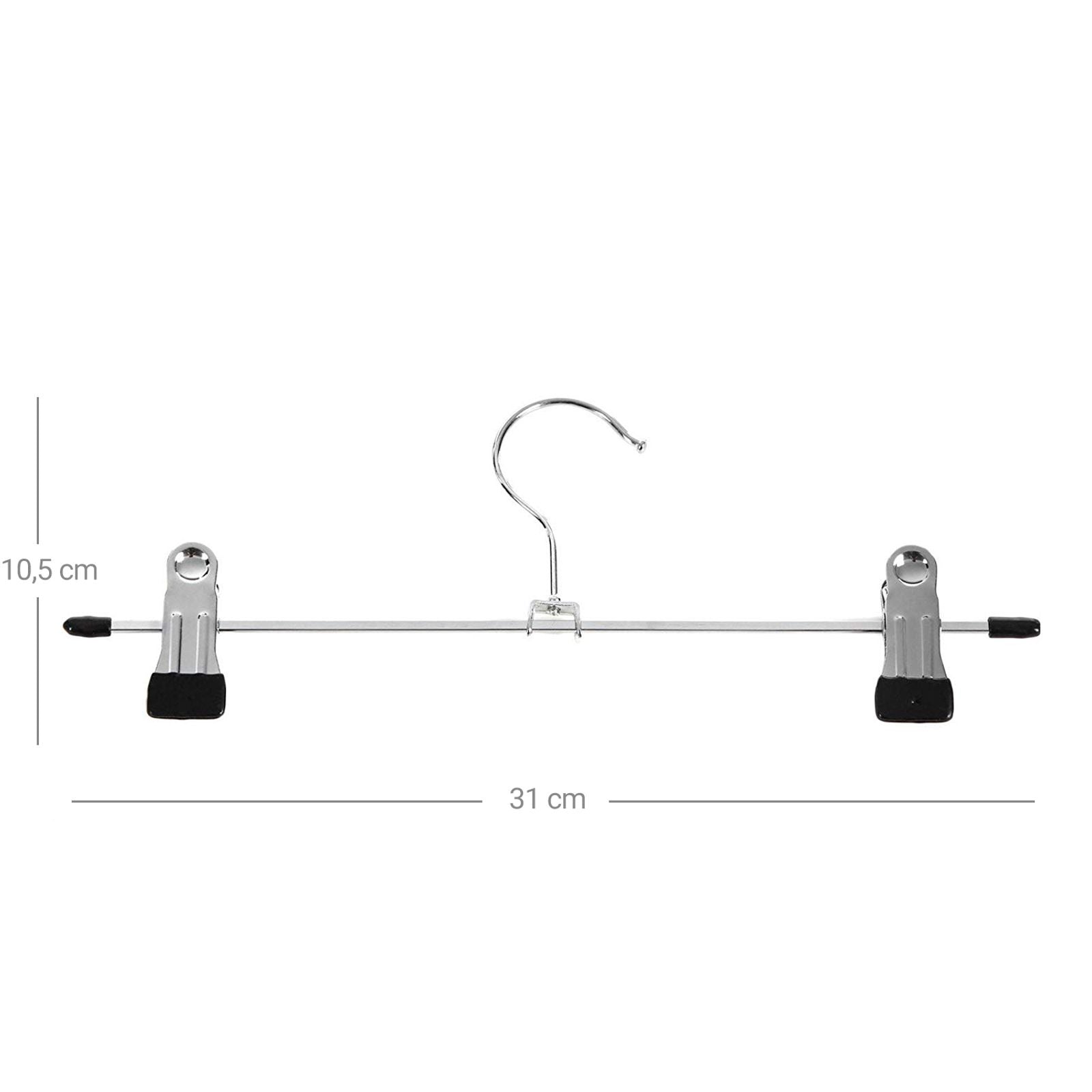 Fém akasztó készlet nadrághoz, 20 db, csúszásgátló kampók kapcsokkal nadrághoz és zoknihoz, hossza 31 cm, robusztus, ezüst és fekete, 31 x 10,5 cm, SONGMICS