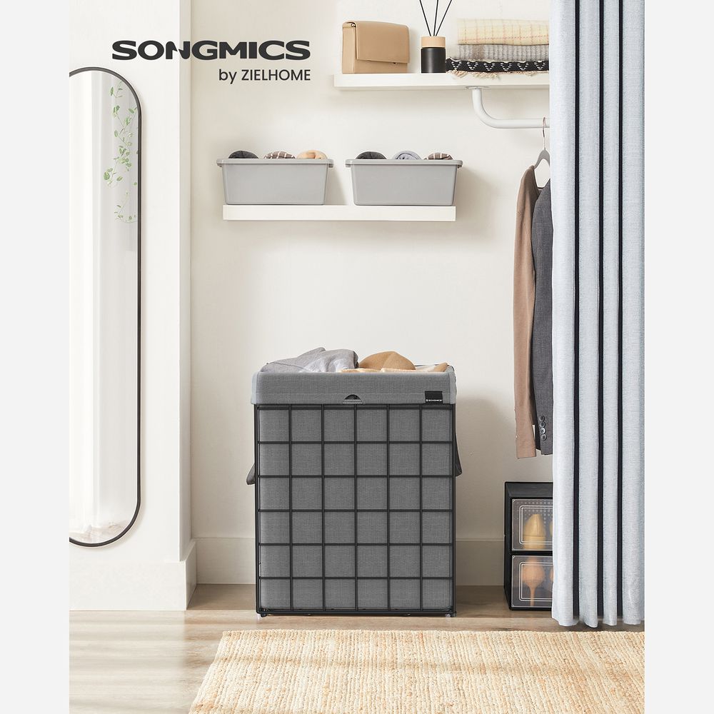 Songmics téglalap alakú szennyeskosár 58 x 48 x 33 cm szürke