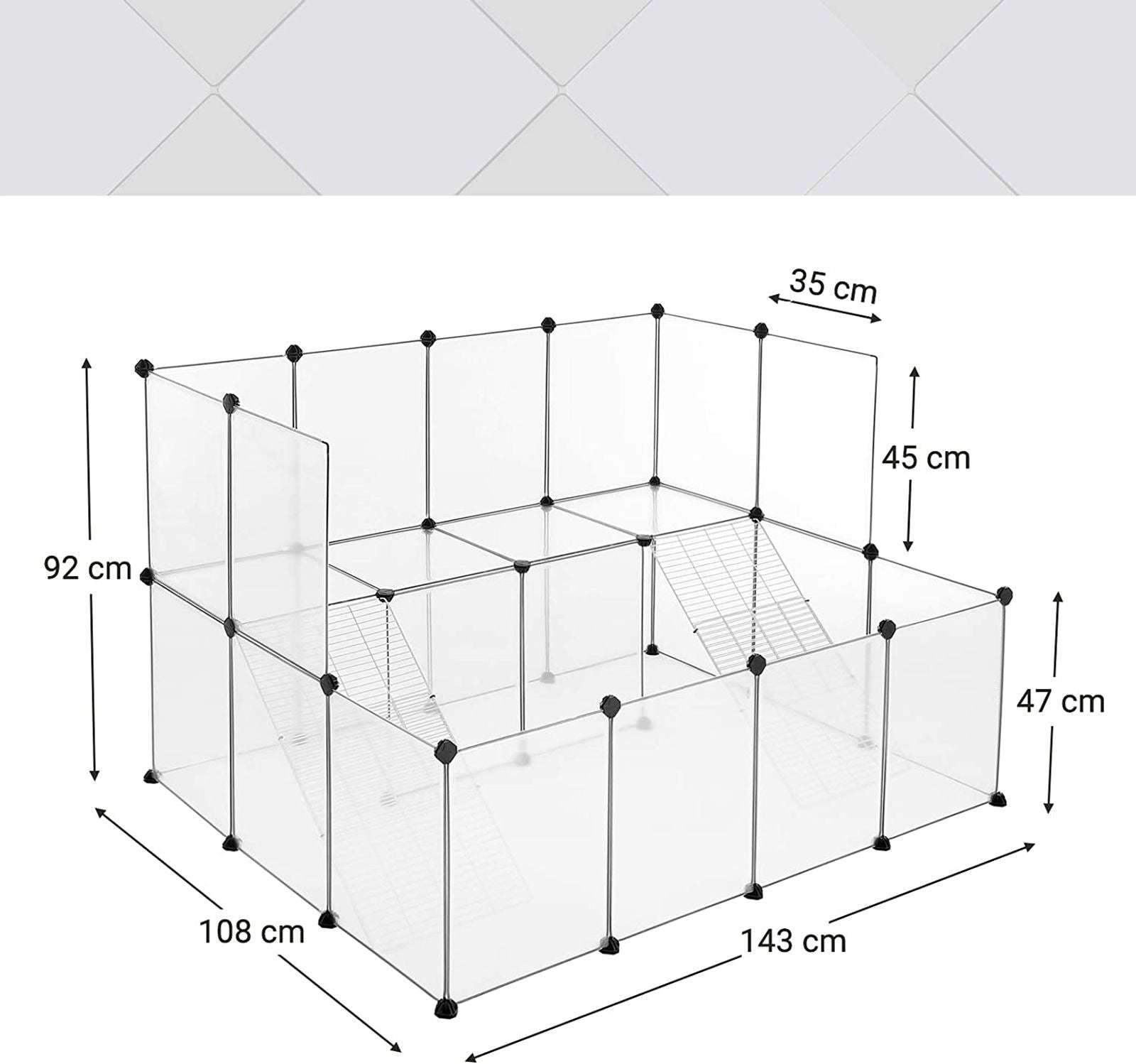 SONGMICS Tengerimalac Mozgássáv, DIY Ketrec Kisállatok Számára, Fehér