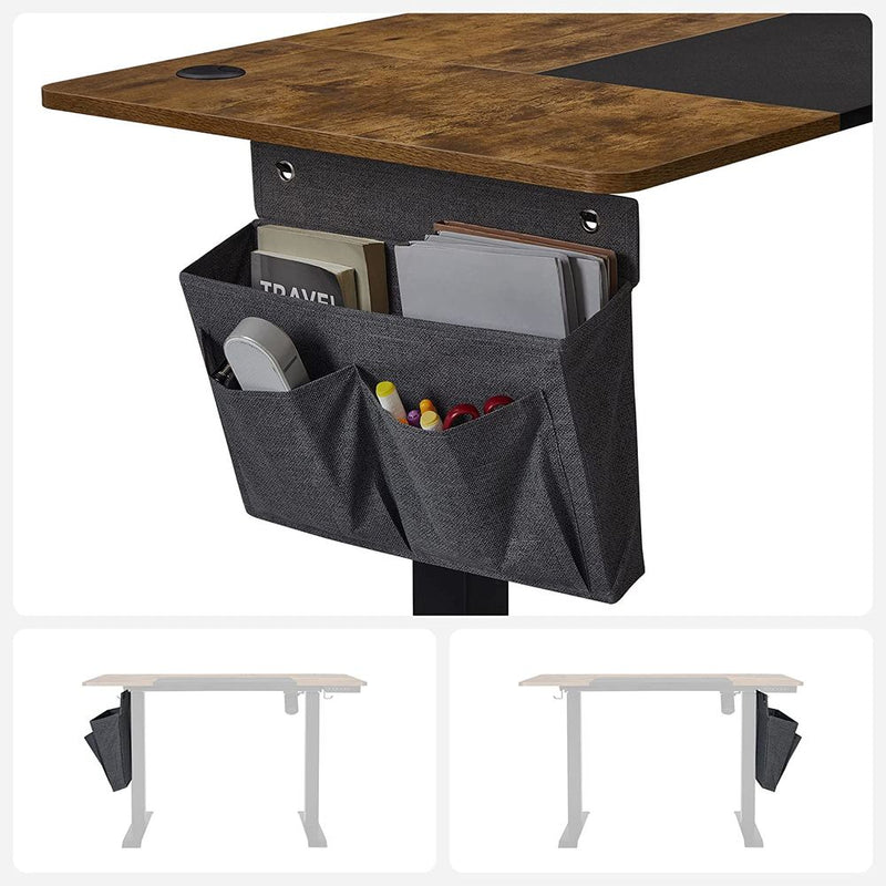 Elektromosan állítható magasságú íróasztal 72-120 cm, 140 x 60 cm vintage barna - fekete