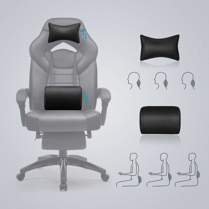 Songmics gaming szék fekete fej- és lábtámlával