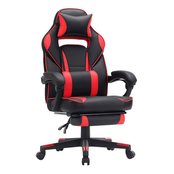 Songmics Cool gaming szék fekete/piros fejtámlával és lábtartóval