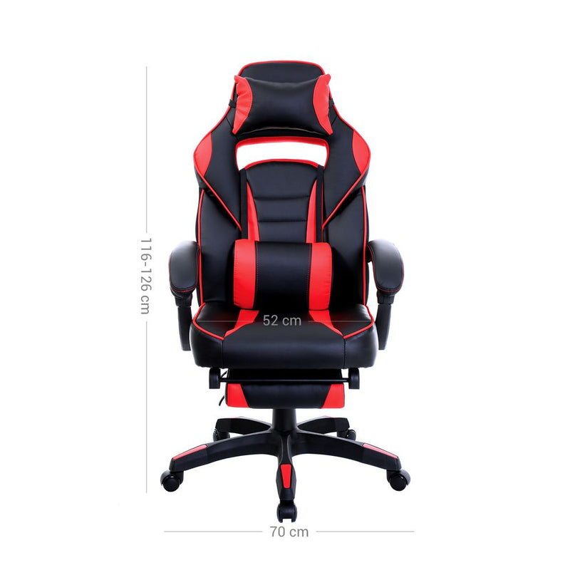 Songmics Cool gaming szék fekete/piros fejtámlával és lábtartóval