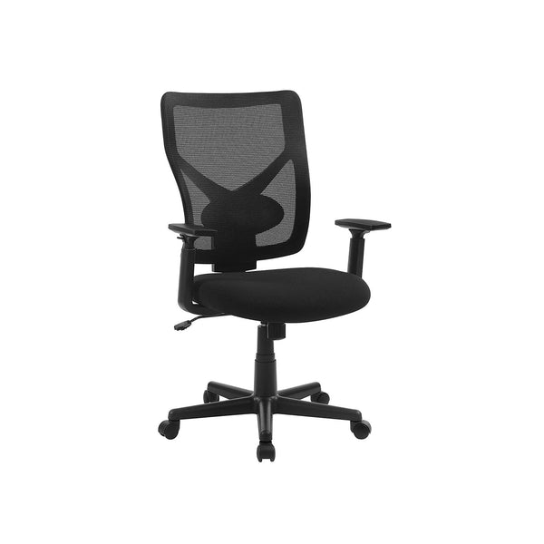 SONGMICS középtámlás hálós irodai szék, forgatható ergonomikus szék billenő mechanizmussal, belső rugóval párnázott, állítható deréktámasz, kartámasz, 120 kg-os terhelhetőség, fekete