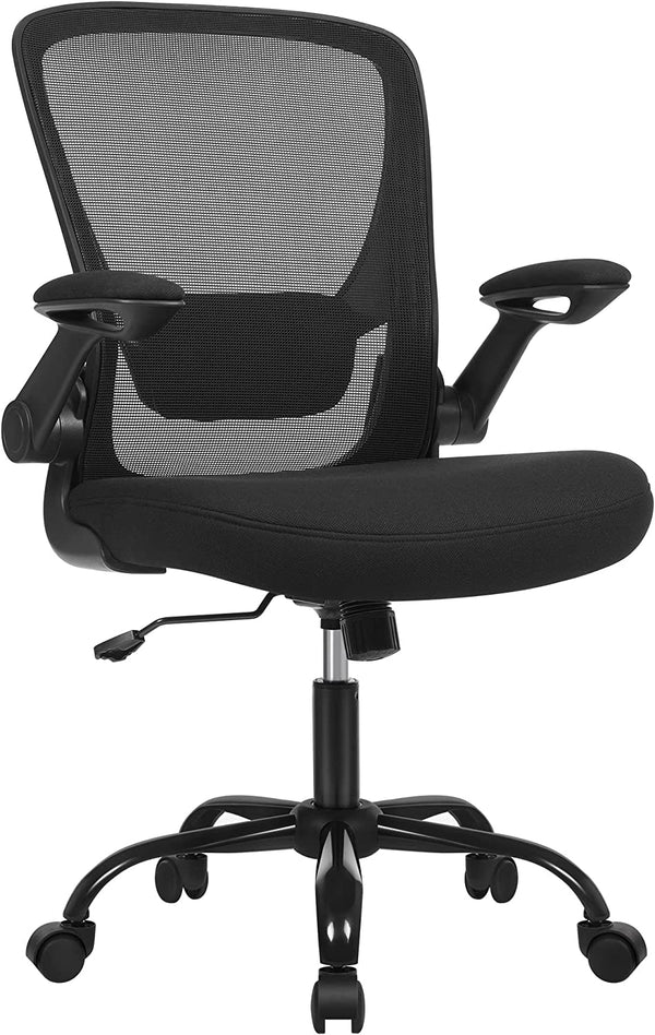 SONGMICS irodai szék, asztali szék, hálós forgószék, ergonomikus számítógép szék, deréktámasz, oszcilláló, ülés 53 cm, összecsukható karfa, fekete
