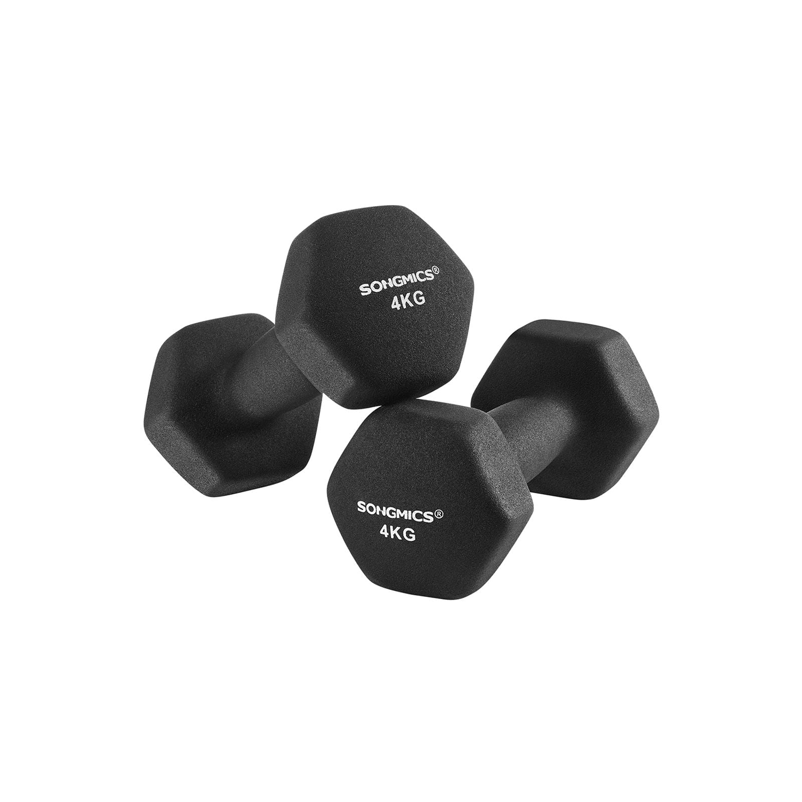 SONGMICS 2 db-os súlyzókészlet, 2 x 4 kg, neoprén borítású kézi súlyzók, csúszásmentes markolat, fitnesz edzések, fekete
