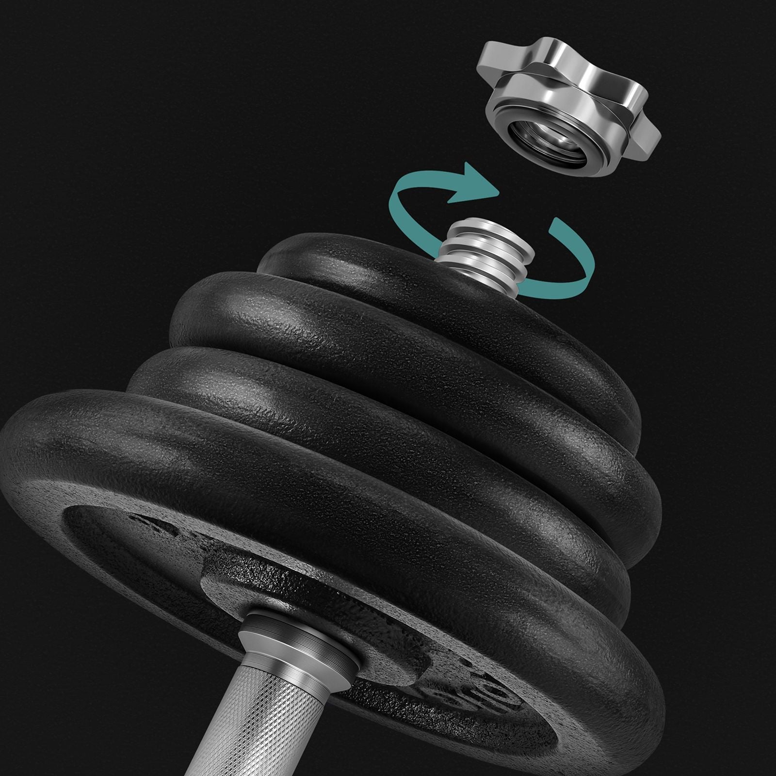 SONGMICS szett 2 db öntöttvas súlyzó, 2 x 25 kg-os súlytányérok, Férfi, Női edzéshez állítható, Acél markolat, Fitness edzés, Súlyemelés, Otthoni edzés, Fekete