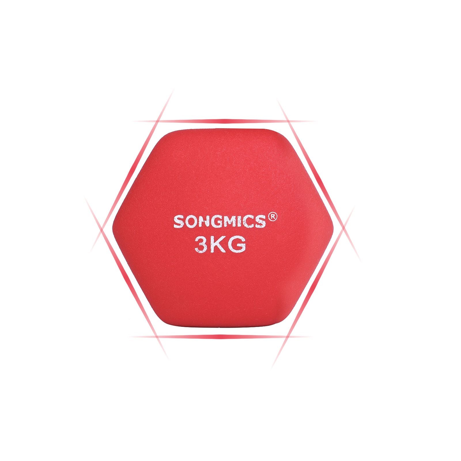 SONGMICS 2 db-os súlyzókészlet, 2 x 3 kg csúszásmentes neoprén bevonatú kézi súlyzó matt felülettel, otthoni edzés, fitnesz gyakorlat, piros