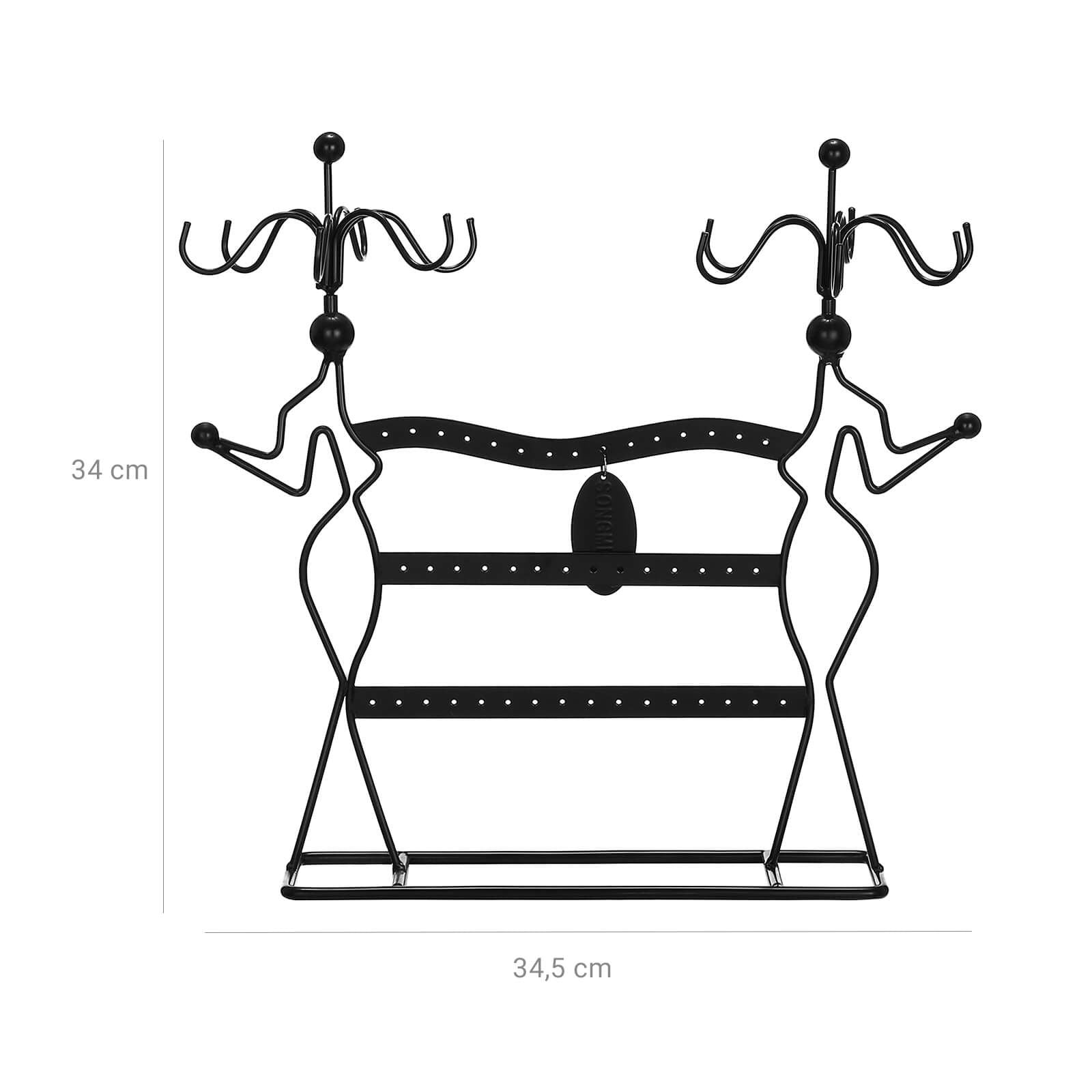 SONGMICS Ékszerrendező, Ékszertartó, Nyakláncokhoz, Fülbevalókhoz, Gyűrűkhöz, Kiegészítőkhöz, Ékszerállvány, Fekete